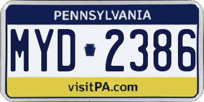 PA license plate MYD2386