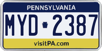 PA license plate MYD2387