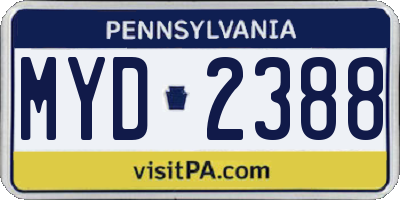 PA license plate MYD2388