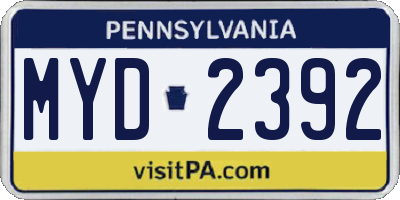 PA license plate MYD2392