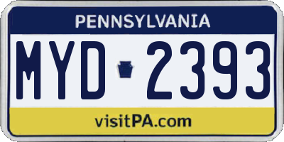 PA license plate MYD2393