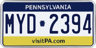 PA license plate MYD2394
