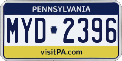 PA license plate MYD2396