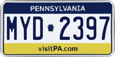 PA license plate MYD2397