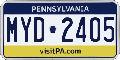 PA license plate MYD2405
