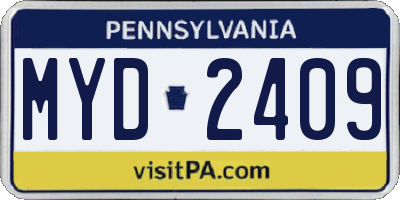 PA license plate MYD2409