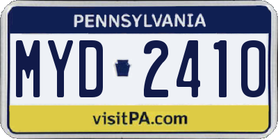 PA license plate MYD2410