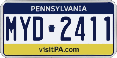 PA license plate MYD2411