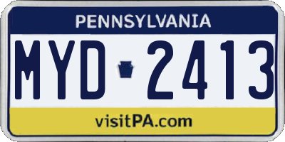 PA license plate MYD2413
