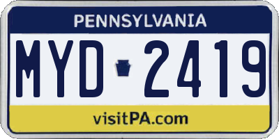 PA license plate MYD2419