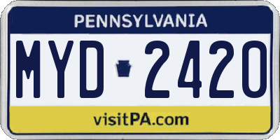 PA license plate MYD2420