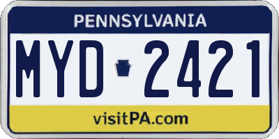 PA license plate MYD2421