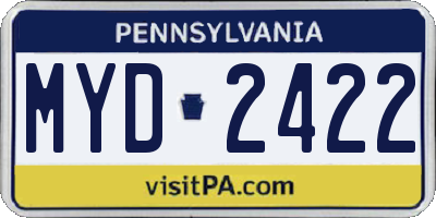 PA license plate MYD2422