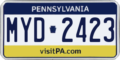 PA license plate MYD2423