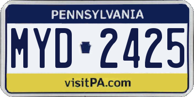 PA license plate MYD2425
