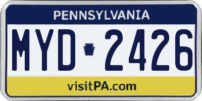 PA license plate MYD2426