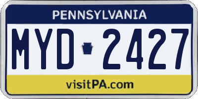 PA license plate MYD2427