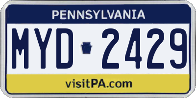 PA license plate MYD2429
