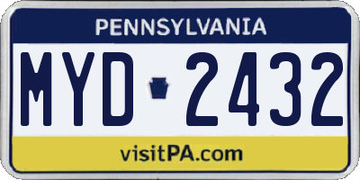 PA license plate MYD2432