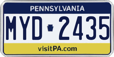 PA license plate MYD2435