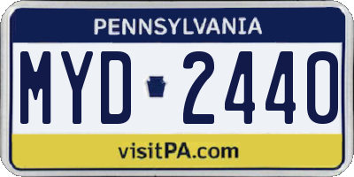 PA license plate MYD2440