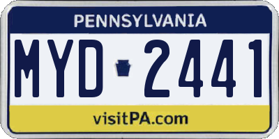 PA license plate MYD2441