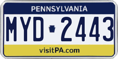 PA license plate MYD2443