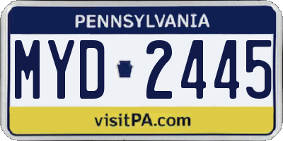 PA license plate MYD2445