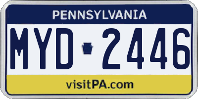 PA license plate MYD2446