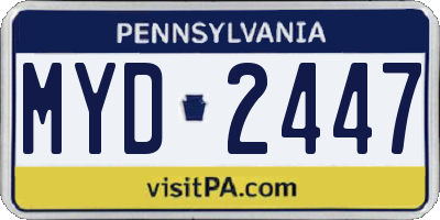 PA license plate MYD2447