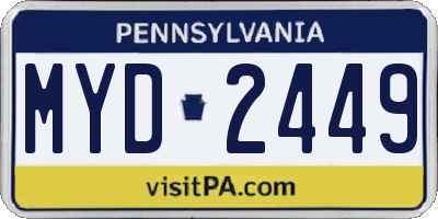 PA license plate MYD2449