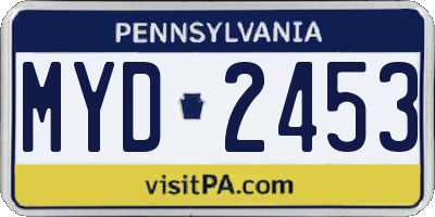 PA license plate MYD2453