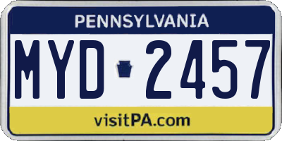 PA license plate MYD2457