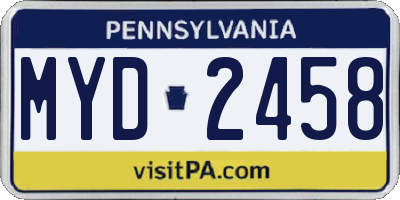 PA license plate MYD2458