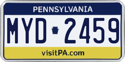 PA license plate MYD2459