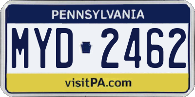 PA license plate MYD2462