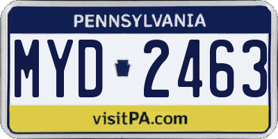 PA license plate MYD2463