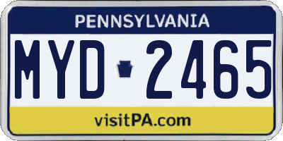 PA license plate MYD2465