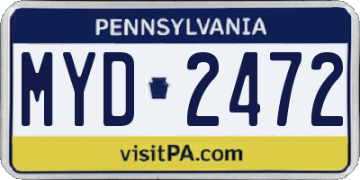 PA license plate MYD2472