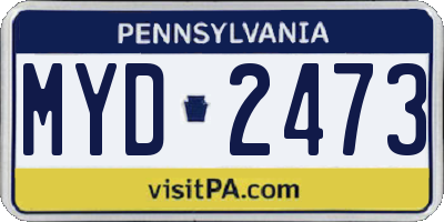PA license plate MYD2473