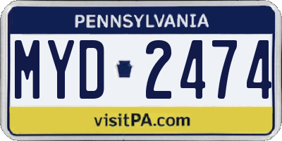 PA license plate MYD2474