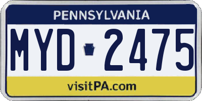 PA license plate MYD2475
