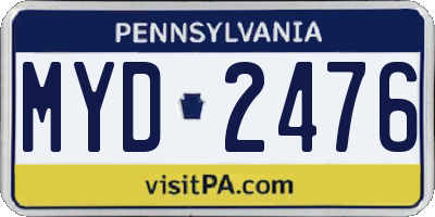 PA license plate MYD2476