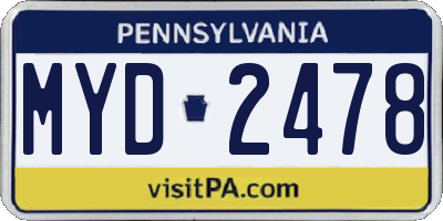 PA license plate MYD2478