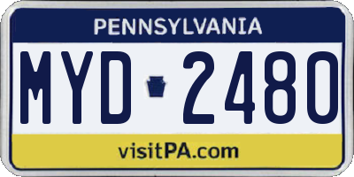 PA license plate MYD2480