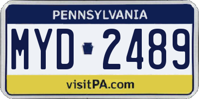 PA license plate MYD2489