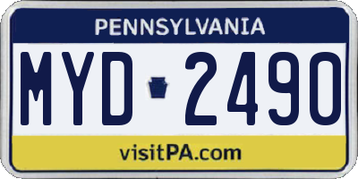 PA license plate MYD2490