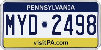 PA license plate MYD2498