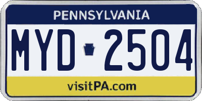 PA license plate MYD2504