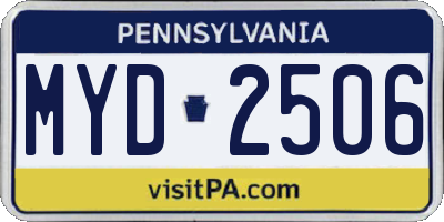 PA license plate MYD2506